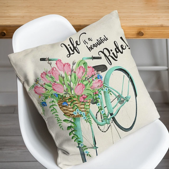 Estuche cojín sin pelusa sin encogimiento para bicicleta de costura fina cojín floral