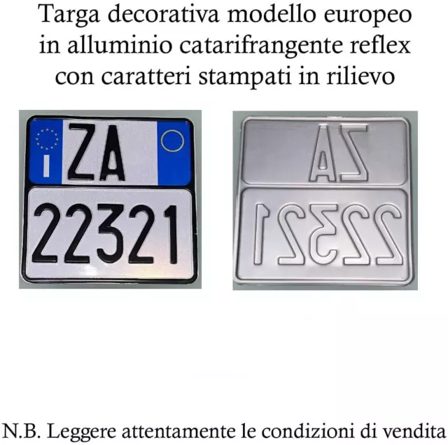 Replica Targa Moto Modello Europeo in Alluminio Catarifrangente ed in Rilievo 1