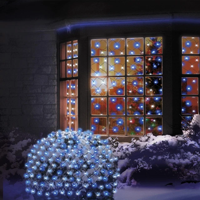 180 MULTI ACTION LED Outdoor Christmas Net Light Blue and White 1.75m x
