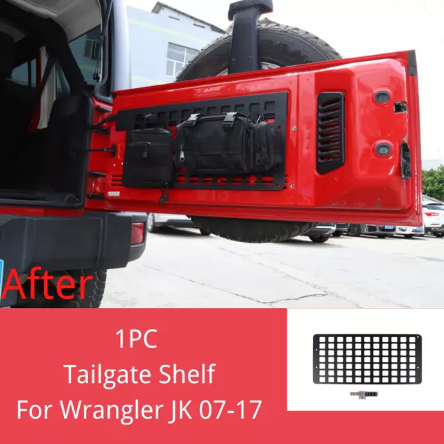 For Jeep Wrangler JK 2007-2017 Rear Door Tailgate Shelf Storage Rack Aluminum
