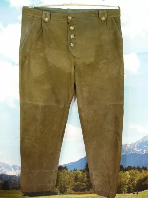 lange dunkelbraun stabil Trachten Lederhose weich schön verspeckt Gr.30