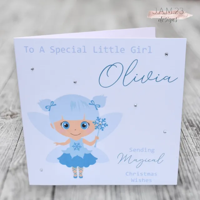 Tarjeta de Navidad personalizada para niñas hija nieta sobrina prima niña hada