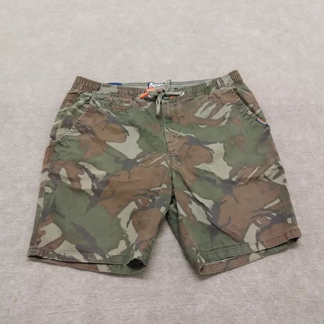 Superdry Sun Scorched Mens Size 36W Green Camo Drawstring Chino Shorts