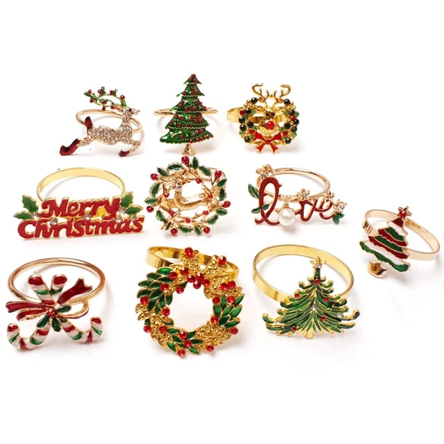 Anelli tovaglioli per Natale - Set con 10 tovaglioli supporto anelli per F4300