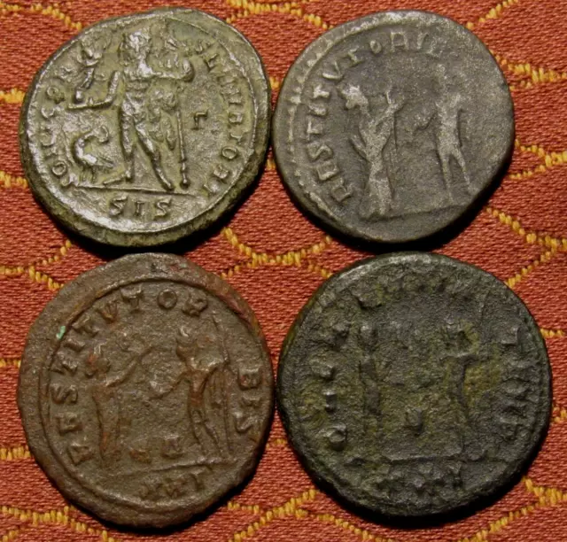Four Ancient Roman Coins, 276-337 Ad   ~  Constantine, Probus, Nice Quality!