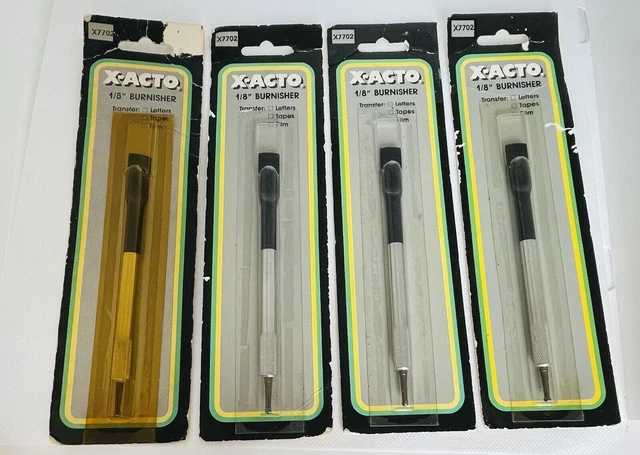 Lote de 4 pulidores vintage X-ACTO 1/8" X7702 NUEVOS EN CAJA cartas de transferencia seca arte cinematográfico