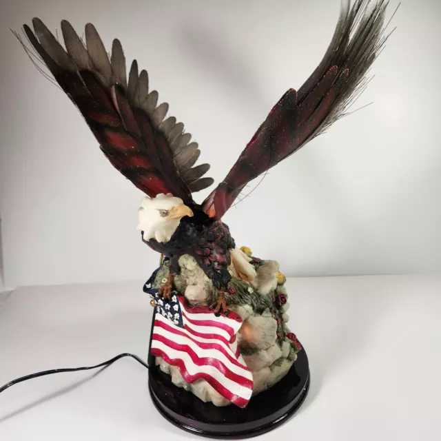 EAGLE FLAG  STATUE LAMP Light Color Changing EL-8424 ELECOINC Lighted Wings Base