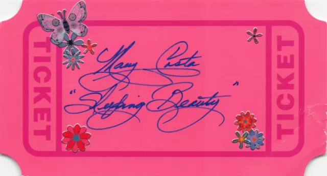 MARY COSTA Sleeping Beauty Signed Autographed Card