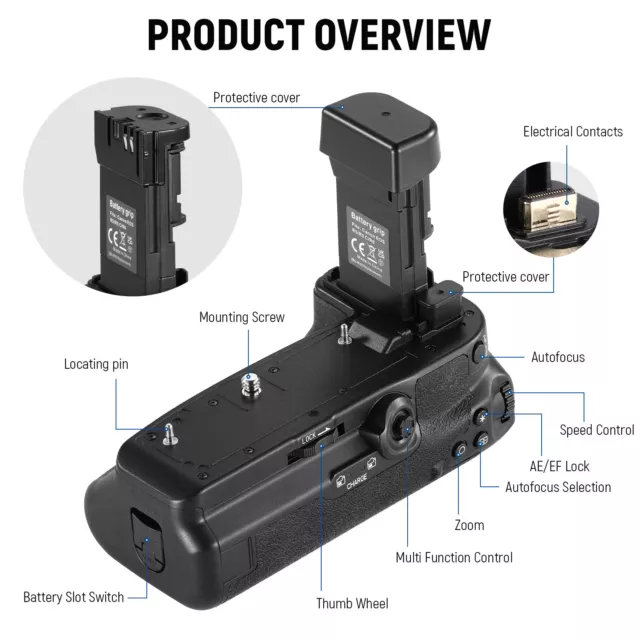 Neewer Battery Grip Replacement for BG-R10 Compatible with Canon EOS R5 R5C R6 3