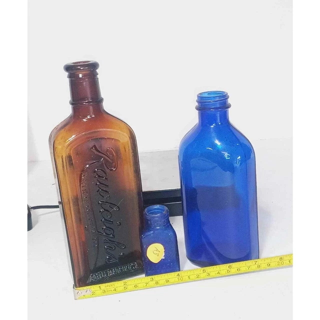 3 Piece colored glass bottles