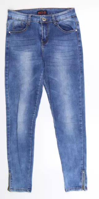 Lulu Womens Blue Cotton Skinny Jeans Size 12 L27 in Slim Button