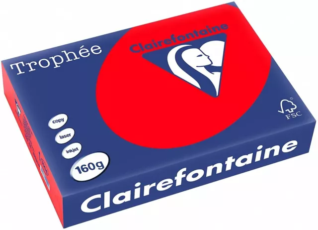 Clairefontaine Trophee 1004C Korallenrot 250 Blatt 160g A4 farbiges Papier Rot