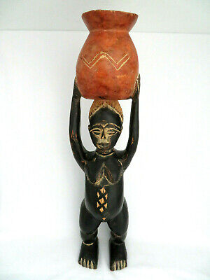 Vintage Hand Carved Wood African Tribal Statue Totem Fertility Art