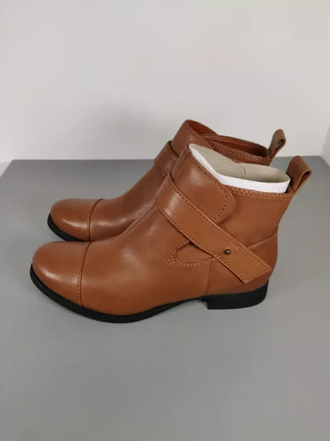CLARKS LADBROKE MAGIC Ladies Tan Leather Ankle Boots UK Size 3D RRP £45 ...