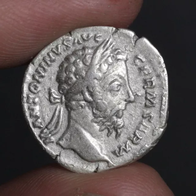 Marcus Aurelius Denarius Mars God of War Ancient Roman Empire Silver Coin 175AD