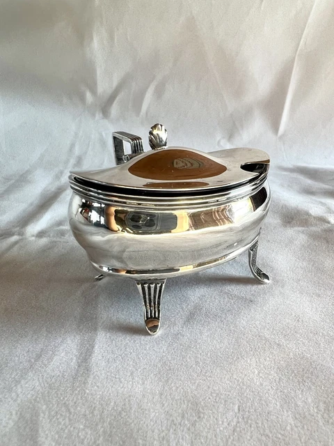 Sterling Silver .925 Jelly/Jam/Mustard Pot Cobalt Blue Insert British Hallmarks