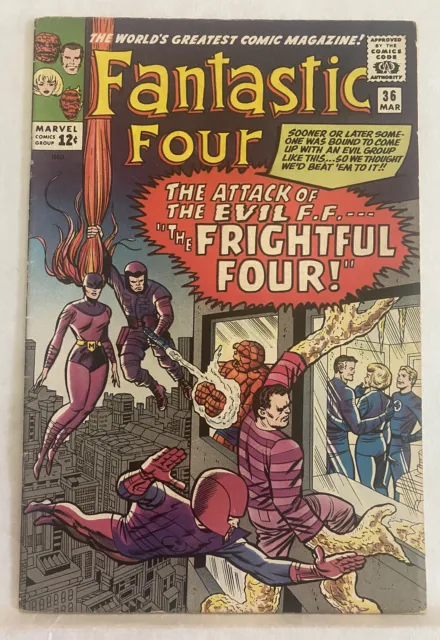 Fantastic Four #36 VG+Mar 1965 1st App. Medusa Frightful Four Silver Age Marvel
