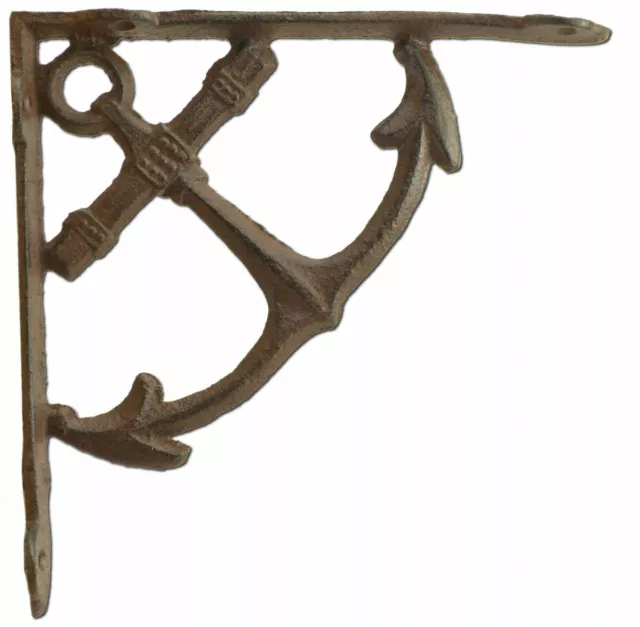 Nautical Shelf Bracket Ship Anchor Custom Shelves Brace Brown Cast Iron 7.75"