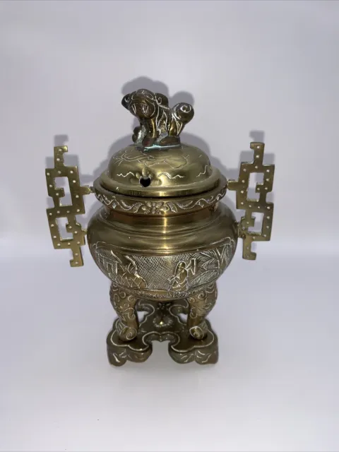 Antique Rare Chinese Bronze Brass Incense  Burner Flawed Condition