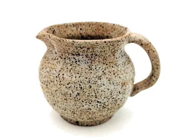 Signed Studio Art Pottery Stoneware Brown Speckled Glaze Creamer Pitcher