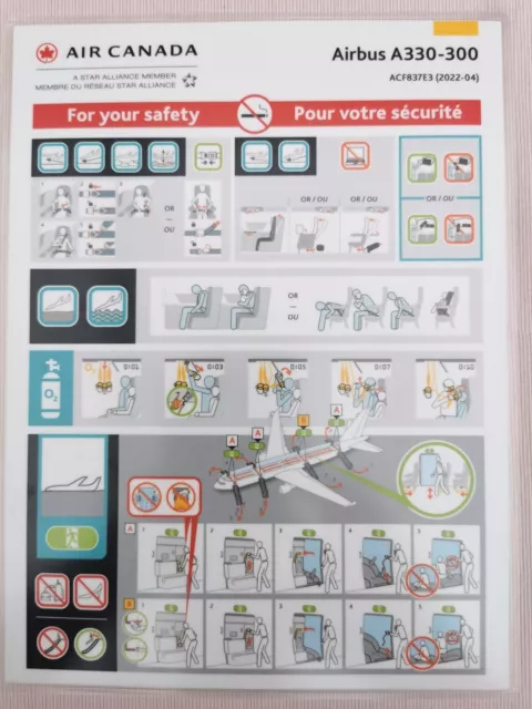 Safety Card Air Canada Airbus A330-300 (2022-04)