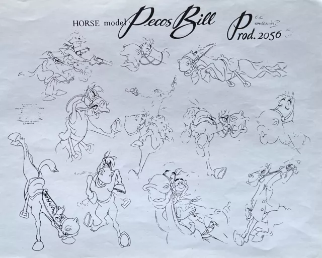 PECOS BILL WIDOWMAKER Horse MELODY TIME Model Sheet Disney ANIMATION Photocopy