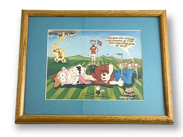 Steve Gill Signed Cartoon Golf Print Matted Framed The Outrages Art 12x15