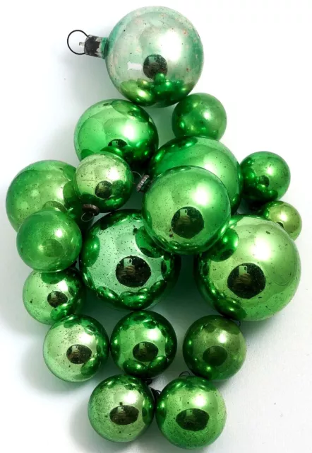 Vintage Hand Blown Glass Green Christmas Tree Traditional Bauble Holiday