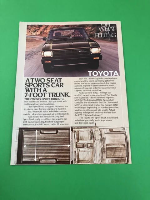 1982 1983 Toyota Sr-5 Sport Sr5 Pick Up Truck Original Print Ad Advertisement