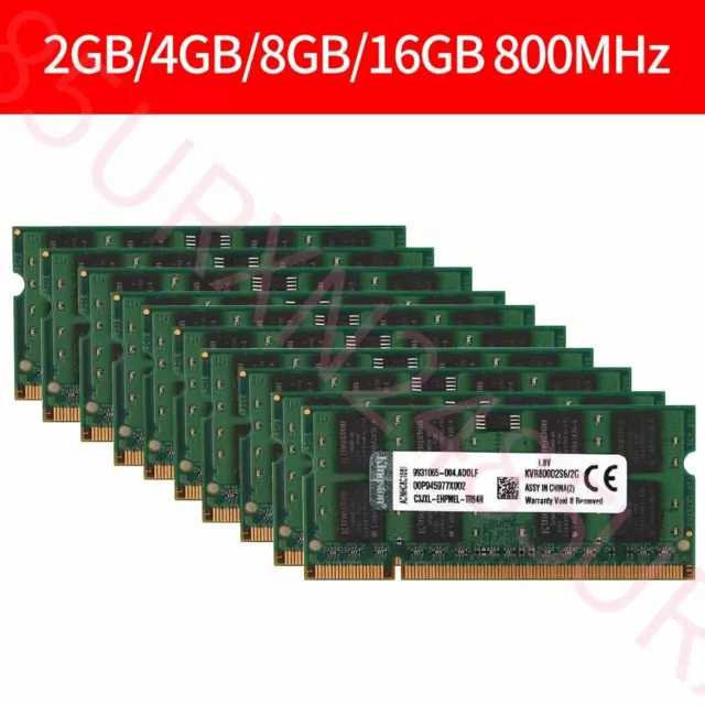 16GB 8GB 4GB 2GB DDR2 800MHz PC2-6400S KVR800D2S6/2G Laptop Memory Kingston Lot