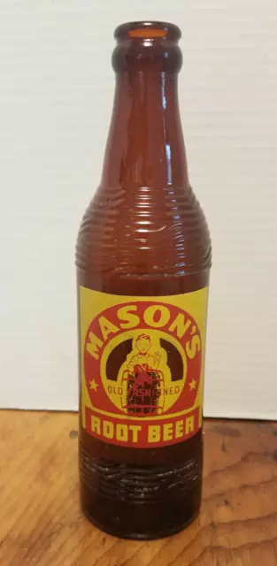 Old MASON'S Old Fashioned Root Beer Amber Pop Soda bottle 10 OZ Detroit Mich