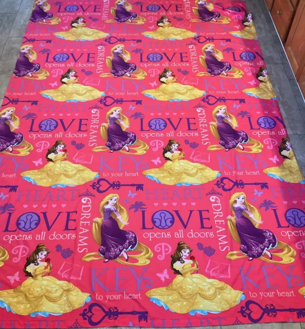 Disney Princesses Pink Twin Flat Sheet Key To Your Heart 64in. x 94in. Kids
