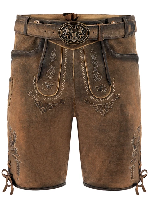Pantaloni folcloristici in pelle corti Daniel marrone chiaro