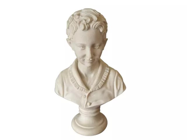 Vintage Céramique Buste De Jeune Garçon Statue