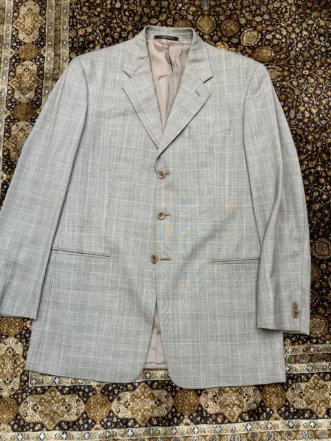 Armani Collezioni Made in Italy Wool Silk Glen Check 3-button Sportcoat Mens 42