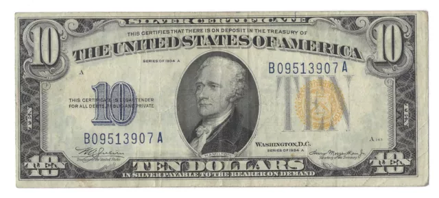 1934-A $10 Ten Dollars “North Africa” Silver Certificate Note. Very Fine.