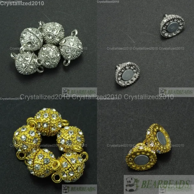 10 Sets Crystal Rhinestone Strong Magnetic Round Ball Connector Clasps Making