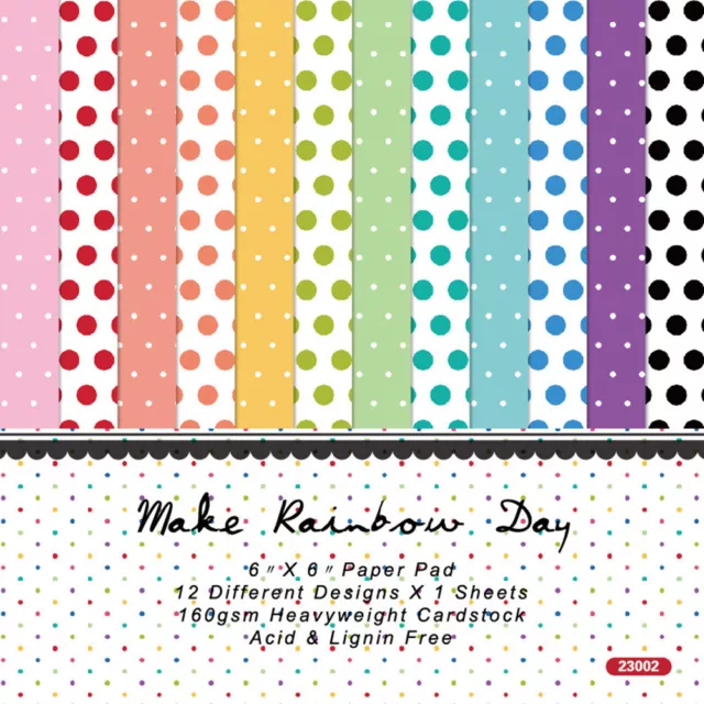 12Pcs 6" Colour Polka Dots Paper Pad Scrapbooking Making Card Junk Journal Album