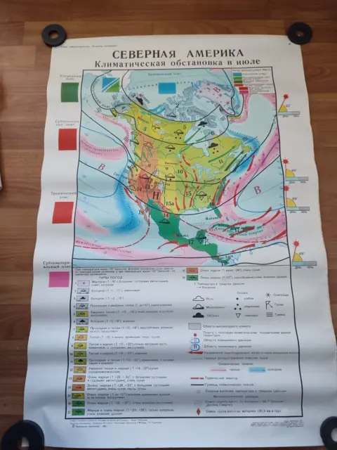 Climatic weather NORTH AMERICA  vintage school chart