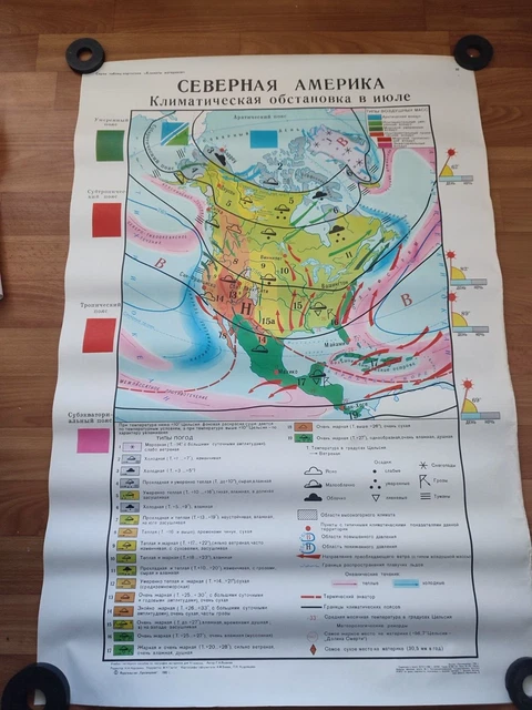 Climatic weather NORTH AMERICA  vintage school chart