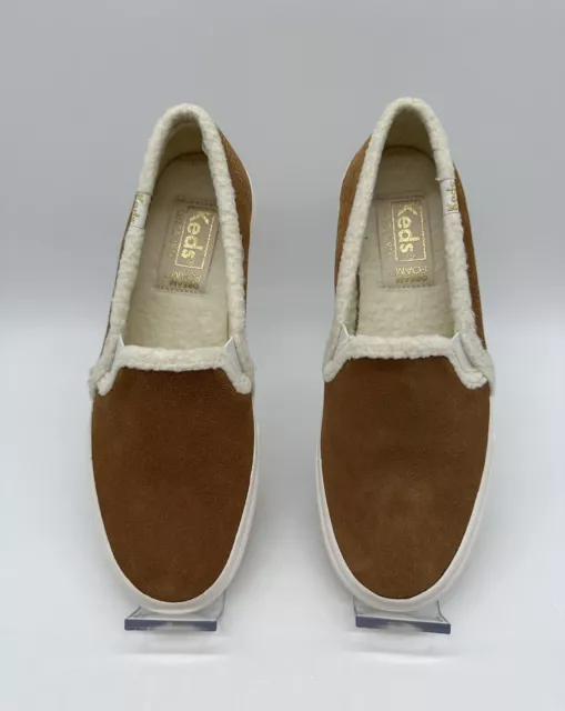 Keds Women's Double Decker Suede/Shearling Slip On Size 5.5 Brown 2