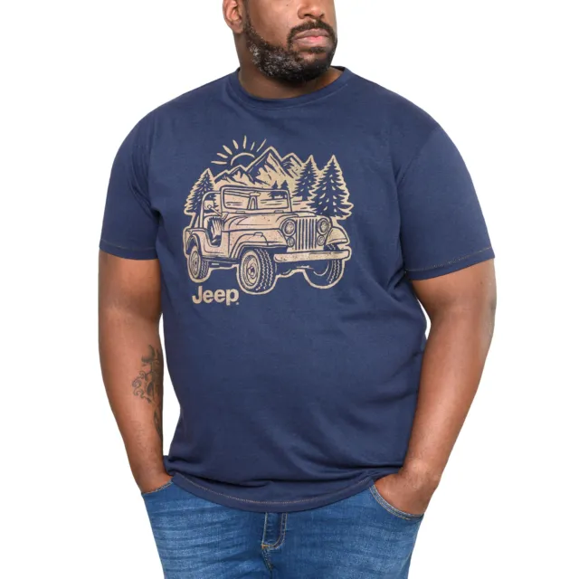 Duke D555 Mens Argent Big Tall Kingsize Official Jeep Printed T-Shirt Top - Navy