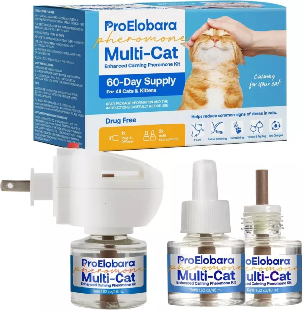 Cat Calming Pheromone Plug Diffuser: Enhanced Multicat Calming Pheromones 60 Day