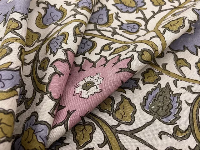 Peter Fasano Trailing Floral Vine Linen Print Fabric TROTWOOD CROCUS 6.9yd TRW19