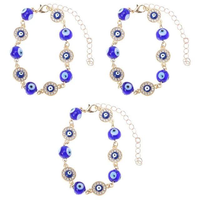3x Beaded Wristband Birthday Bracelet Evil Eye Charms Turkish Bracelets