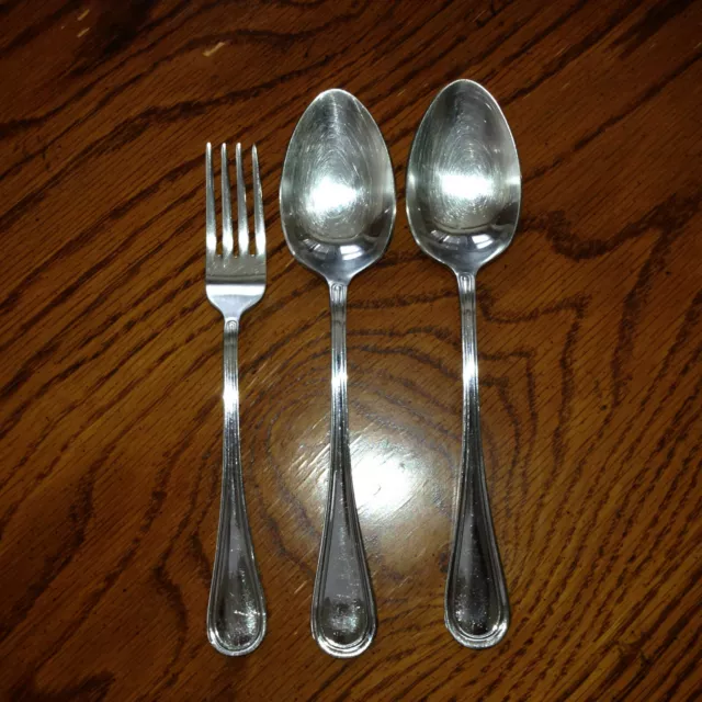 Calderoni Stainless Flatware Oxford Fork Spoon 18/10 Made In Italy 3 Pieces