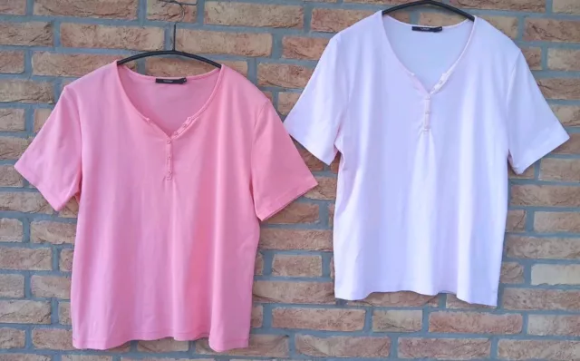 2 Stück Damen Shirt von CLARINA Gr. 44 T-Shirt Kurzarm Rosa-Hellrosa Cotton neuw 3