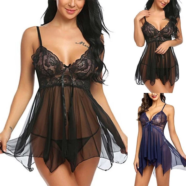 Lingerie Donna Pizzo Bikini Set Pigiama Perizoma Abito Notte Biancheria da Nuovo