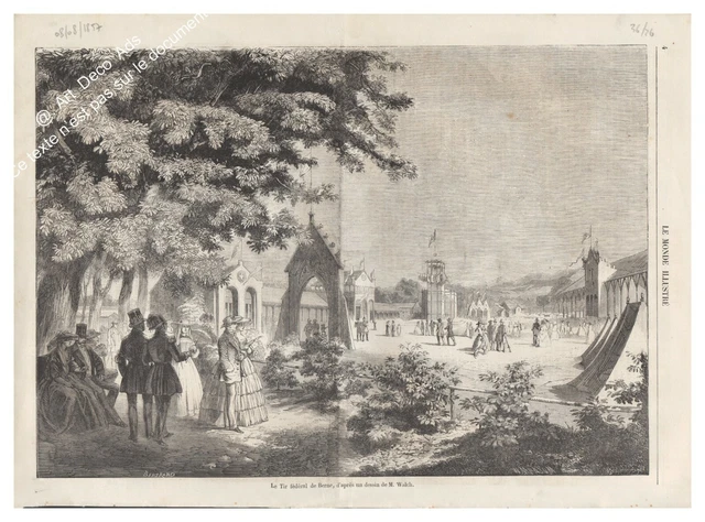 Switzerland The Federal Shooting at M.Walch Antique Engraving Print 1857