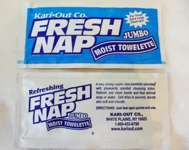 Jumbo Moist Towelettes Wet Nap Wipe, Indiv. Wrapped  ~ 25 Pack